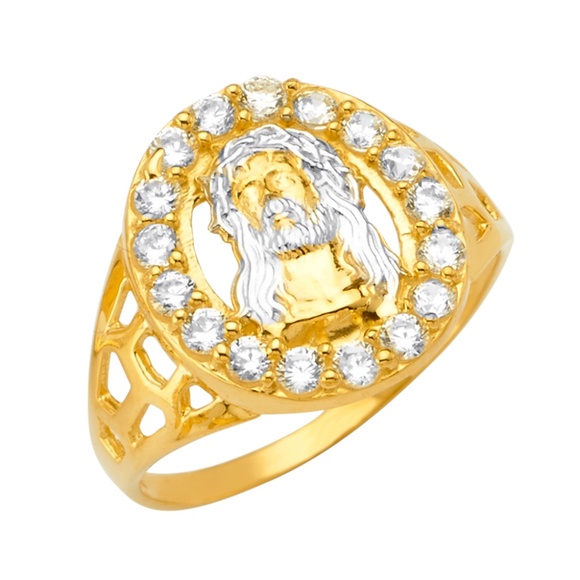 14K Yellow Gold CZ Men's Ring